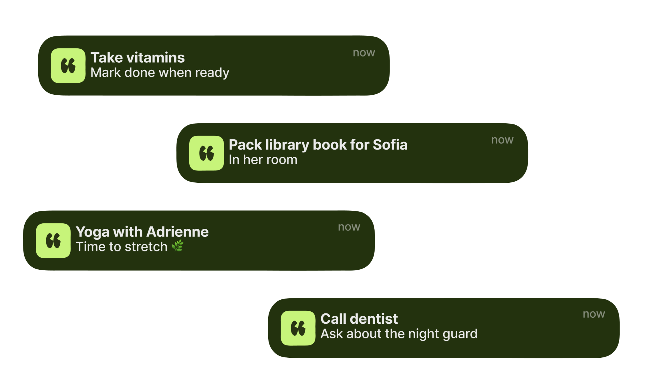 Thinkii task reminders — gentle notifications for vitamins, appointments, and daily routines